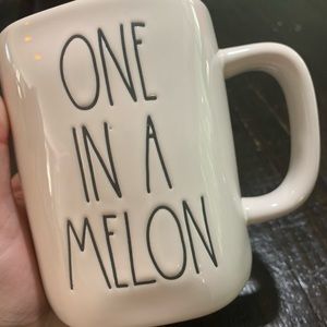 Rae Dunn “One In A Melon” double sided mug. NEW/NEVER USED. Adorable!